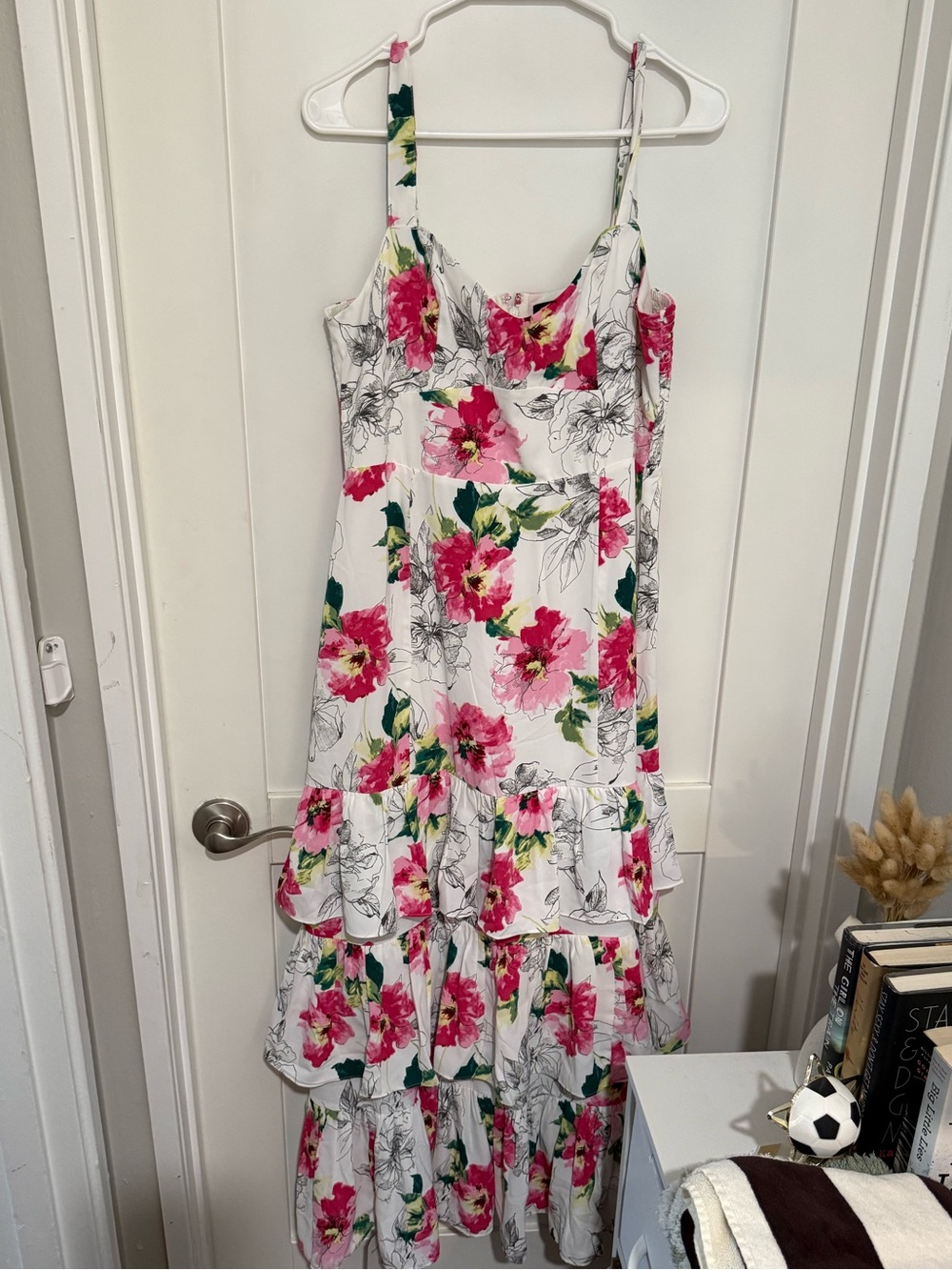 Abercrombie & Fitch White Maxi Dress with Pink Floral Print